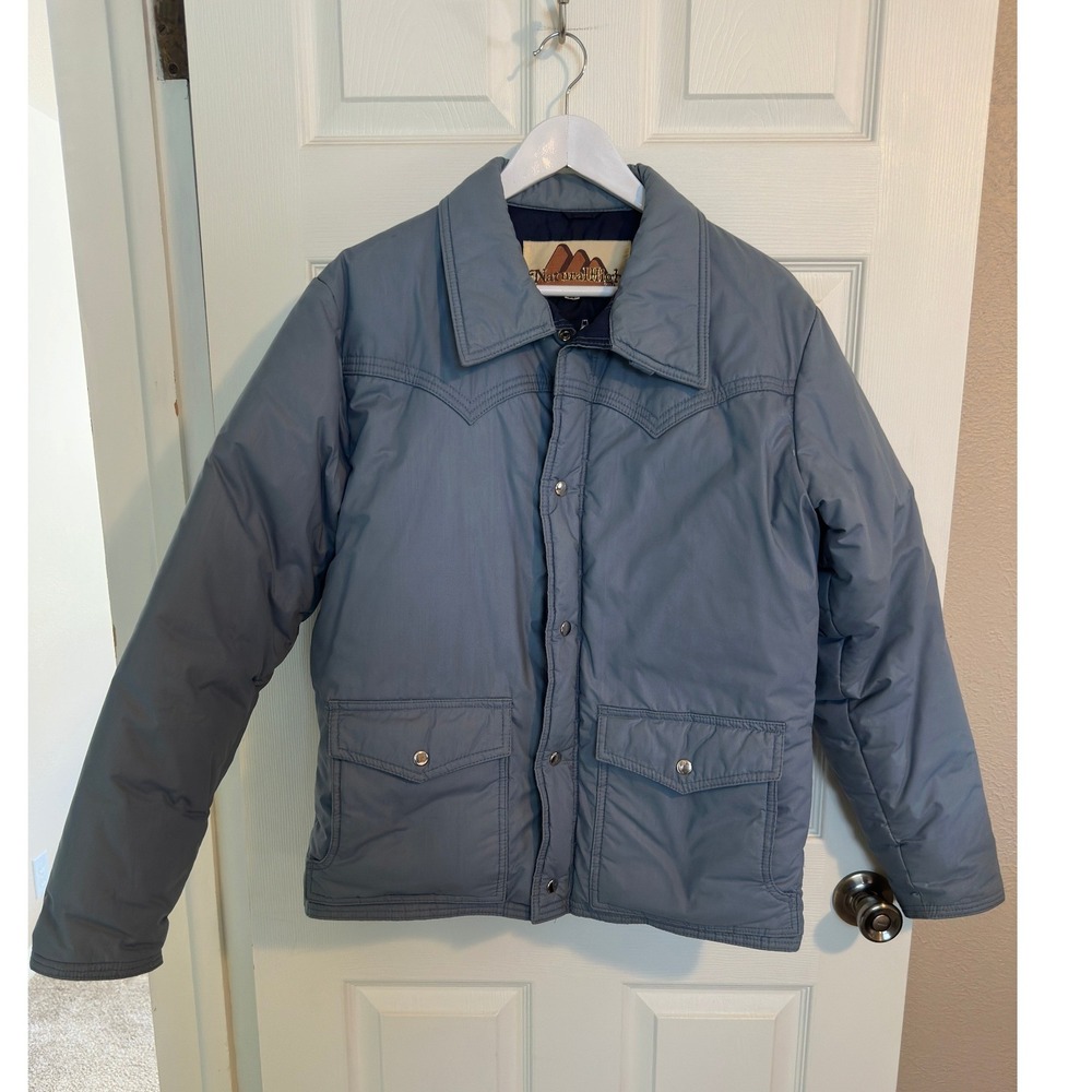 Natural High Down Outerwear Vintage Light Blue Western Puffer‎ Jacket Men's Med